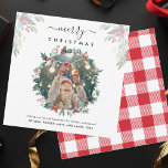 Vrolijk kerstbessen foto notitiekaartje<br><div class="desc">Een kerstfotokaart die u eenvoudig kunt aanpassen. Voeg je foto toe en wijzig de bewoordingen en namen door op de knop "Personaliseren" te klikken.</div>