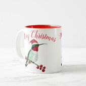 Vrolijk kerstbevogel Mok met tweetone koffie (Voorkant links)