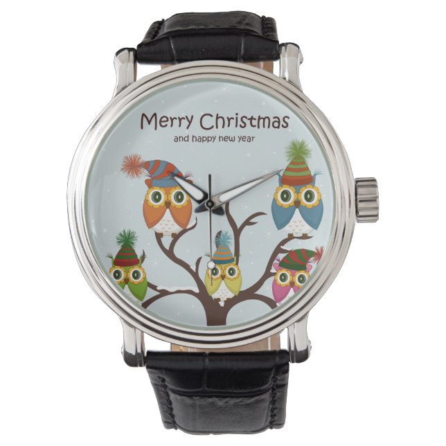Vrolijk kerstbezit op de boom horloge (Voorkant)