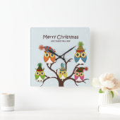 Vrolijk kerstbezit op de boom vierkante klok (Huis)