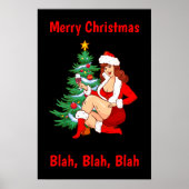 Vrolijk kerstbla, bla, bla - grappig kerstfeest poster (Voorkant)