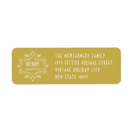 Vrolijk kerstblad Art Deco vakantieadres Etiket (Voorkant)