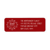 Vrolijk kerstblad Art Deco vakantieadres Etiket (Voorkant)