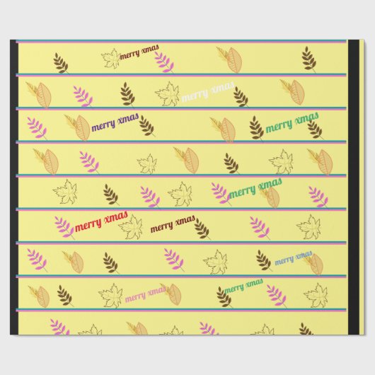 Vrolijk kerstblad cadeaupapier (Vlak)