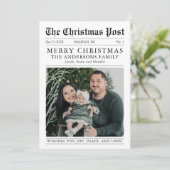 Vrolijk Kerstblad Familiefoto Feestdagenkaart (Staand voorkant)