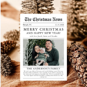 Vrolijk Kerstblad Familiefoto Feestdagenkaart