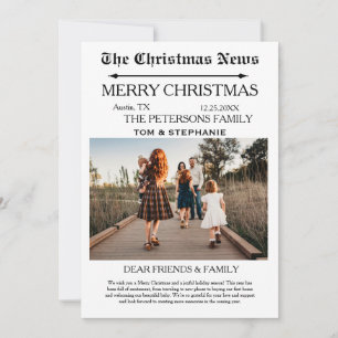 Vrolijk Kerstblad Familiefoto Feestdagenkaart