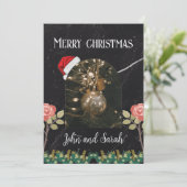 Vrolijk kerstblad Foliage boog foto chic Feestdagenkaart (Staand voorkant)