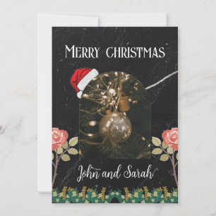 Vrolijk kerstblad Foliage boog foto chic Feestdagenkaart