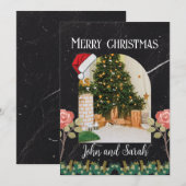 Vrolijk kerstblad Foliage boog foto Trendy Feestdagenkaart (Voorkant / Achterkant)