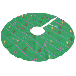 Vrolijk kerstblad imitatie linnen kerstboom kleed