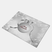 Vrolijk kerstblad met sterren in zilver deurmat (Schuin)