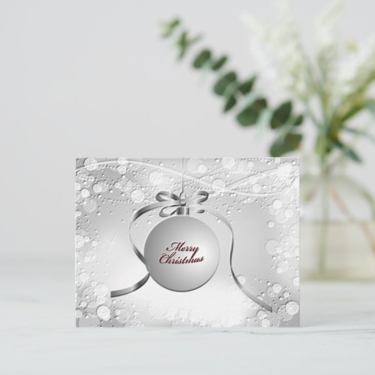 Vrolijk kerstblad met sterren in zilver feestdagenkaart (Staand voorkant)