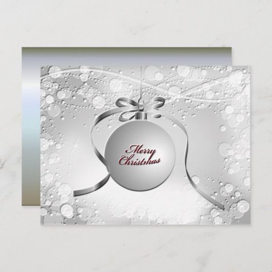 Vrolijk kerstblad met sterren in zilver feestdagenkaart (Voorkant / Achterkant)