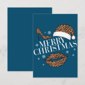 Vrolijk kerstblad voor dames bedankkaart (Voorkant / Achterkant)