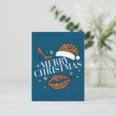 Vrolijk kerstblad voor dames briefkaart (Staand voorkant)