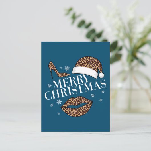 Vrolijk kerstblad voor dames briefkaart (Staand voorkant)