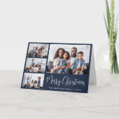 Vrolijk Kerstblauw 4 Foto Feestdagen Kaart (Voorkant)