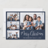 Vrolijk Kerstblauw 6 Foto Feestdagenkaart (Voorkant)