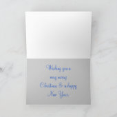 Vrolijk kerstblauw Baubles Feestdagen Kaart (Binnen)