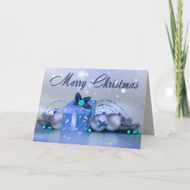 Vrolijk kerstblauw Baubles Feestdagen Kaart