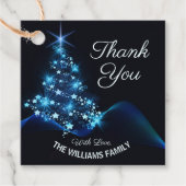 Vrolijk kerstblauw-boomsterrenfeest Dank je wel Bedankjes Labels (Voorkant)