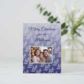 Vrolijk Kerstblauw Botanische Foto Feestdagenkaart (Staand voorkant)