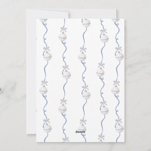 Vrolijk Kerstblauw Bow Feestdagenkaart (Achterkant)