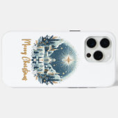 Vrolijk kerstblauw en goud Case-Mate iPhone case (Achterkant (horizontaal))
