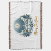 Vrolijk kerstblauw en goud deken (Voorkant Verticaal)