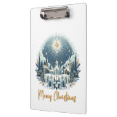 Vrolijk kerstblauw en goud klembord (Links)