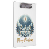 Vrolijk kerstblauw en goud klembord (Rechts)