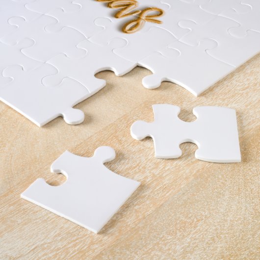 Vrolijk kerstblauw en goud legpuzzel (Zijkant)