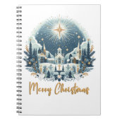 Vrolijk kerstblauw en goud notitieboek (Voorkant)