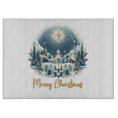 Vrolijk kerstblauw en goud snijplank (Voorkant)