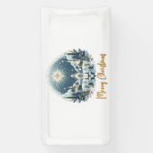 Vrolijk kerstblauw en goud spandoek (Verticaal)