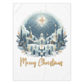 Vrolijk kerstblauw en goud tafelkleed (Voorkant)