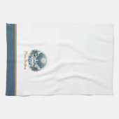 Vrolijk kerstblauw en goud theedoek (Horizontaal)