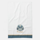 Vrolijk kerstblauw en goud theedoek (Verticaal)