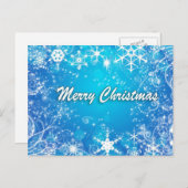 Vrolijk kerstblauw en witte sneeuw feestdagenkaart (Voorkant / Achterkant)