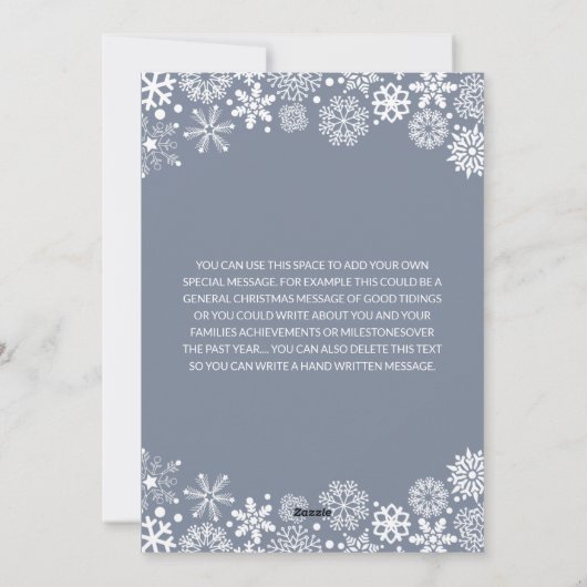 Vrolijk kerstblauw en witte sneeuwvlok 1 Foto Feestdagenkaart (Achterkant)