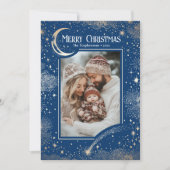 Vrolijk Kerstblauw Foto Feestdagenkaart (Voorkant)