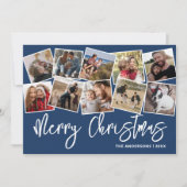 Vrolijk Kerstblauw Fotocollage Feestdagenkaart (Voorkant)