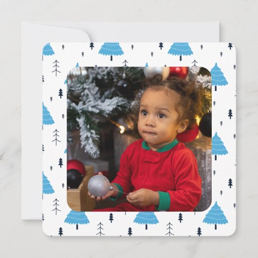 Vrolijk kerstblauw kerstboomblauw, speciaal aangep feestdagenkaart (Voorkant)