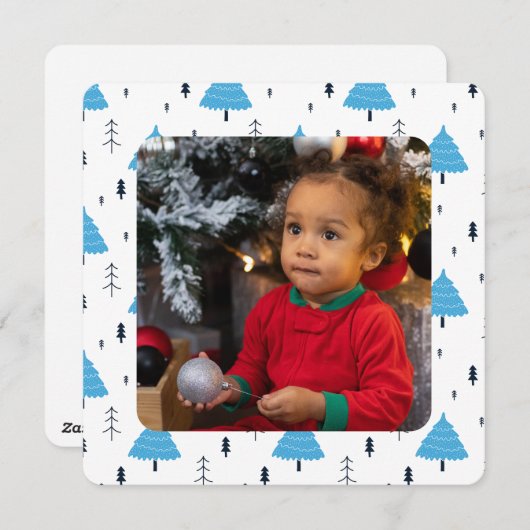 Vrolijk kerstblauw kerstboomblauw, speciaal aangep feestdagenkaart (Voorkant / Achterkant)