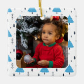 Vrolijk kerstblauw kerstboomblauw, speciaal aangep keramisch ornament (Voorkant)