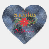 Vrolijk kerstblauw marien hart hart sticker (Voorkant)
