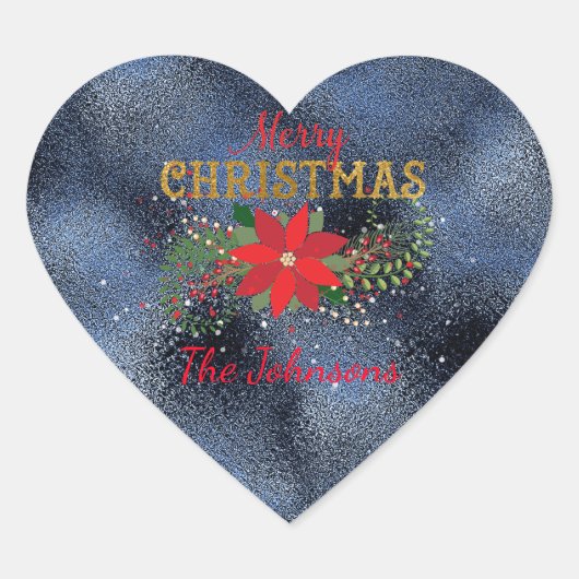 Vrolijk kerstblauw marien hart hart sticker (Voorkant)