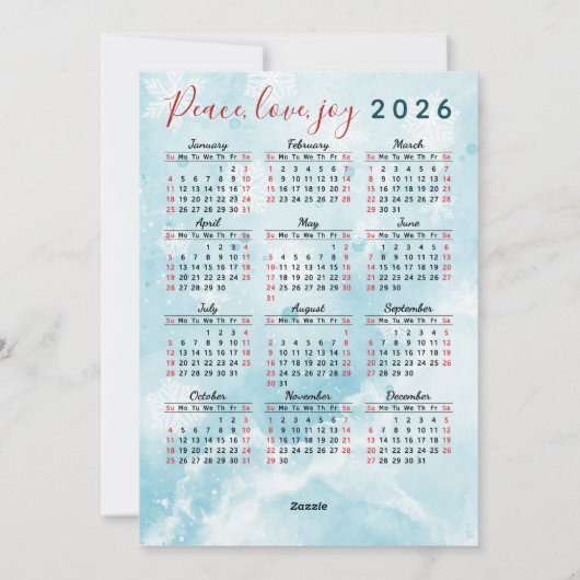 Vrolijk kerstblauw rood kabouter 2025 Kalender Feestdagenkaart (Achterkant)