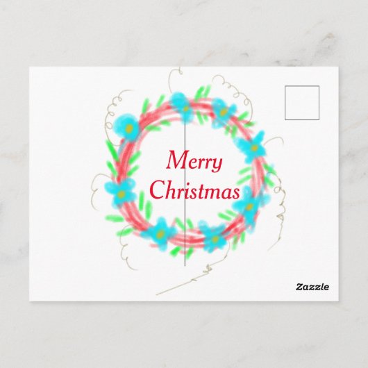 Vrolijk kerstblauw rood slinger waterverf vakantie briefkaart (Achterkant)